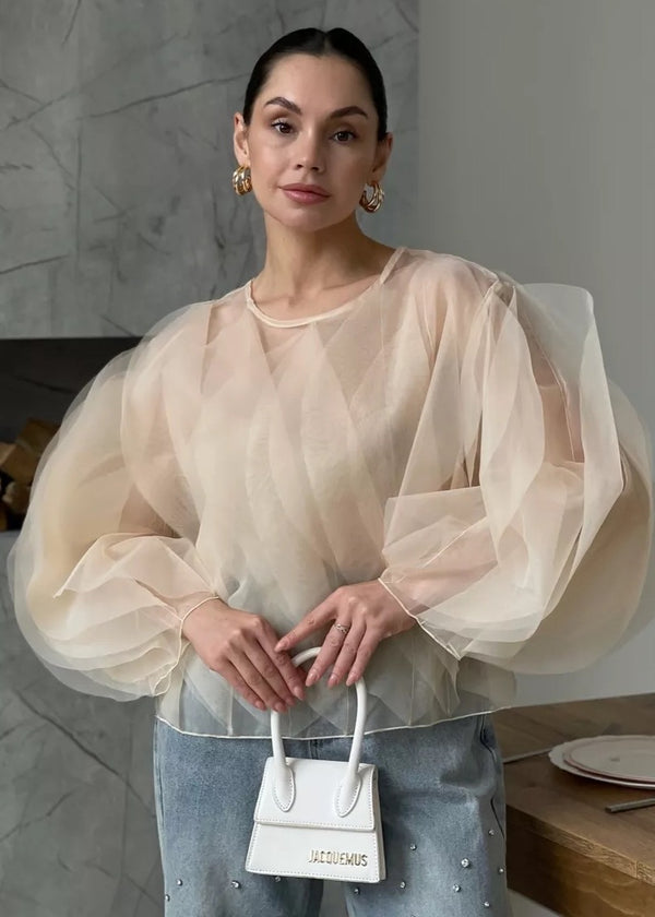 Ruffle Layered Organza Blouse