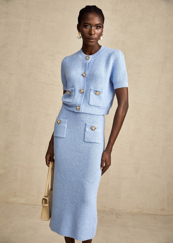 Two Piece Ribbed Knit Four Pocket Set