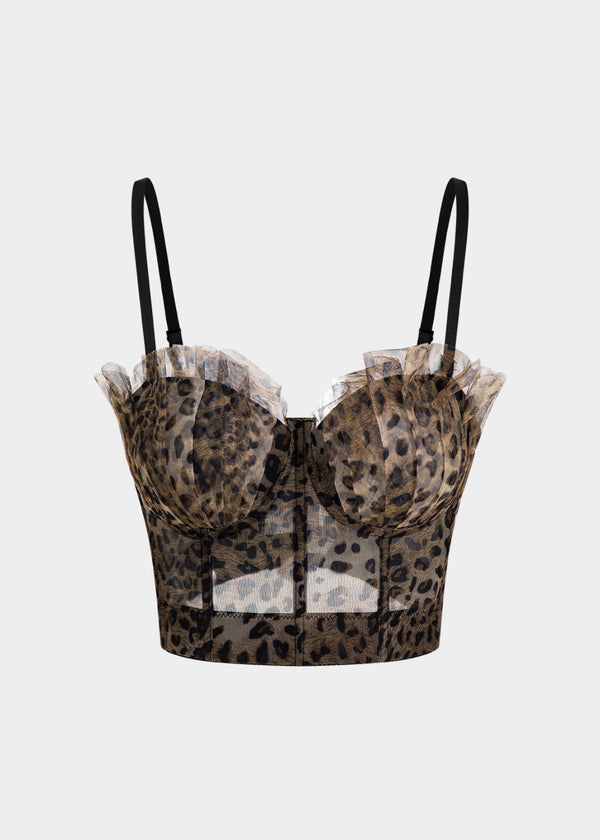 Leopard Print Push-Up Bustier Top