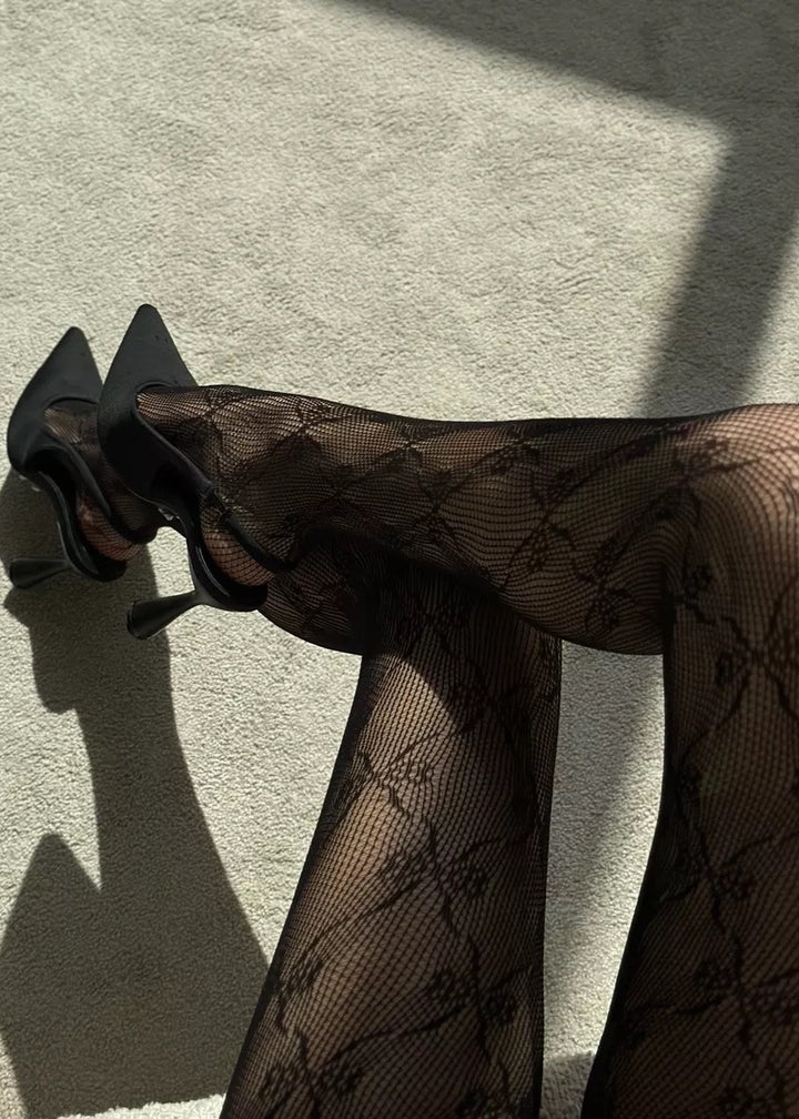 Bow Pattern Lace Tights