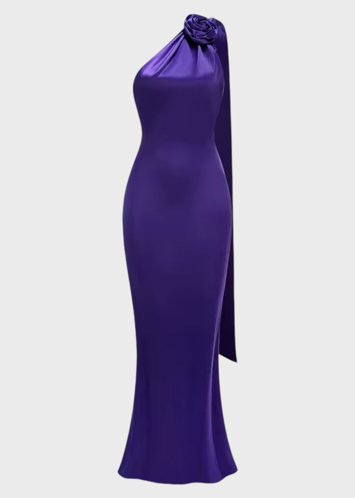 Valencia Halter Satin Maxi Dress