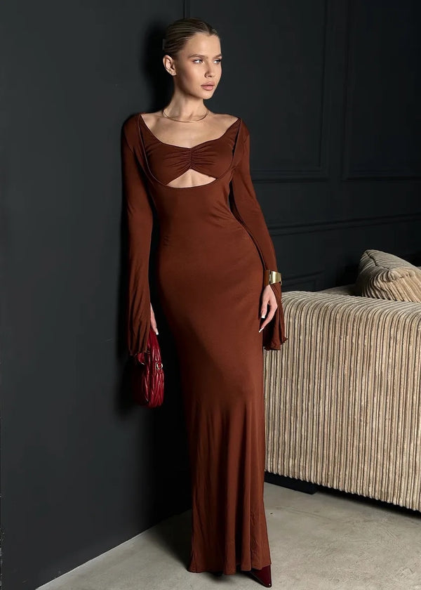 Cut-Out Flared Sleeve Maxi Dress