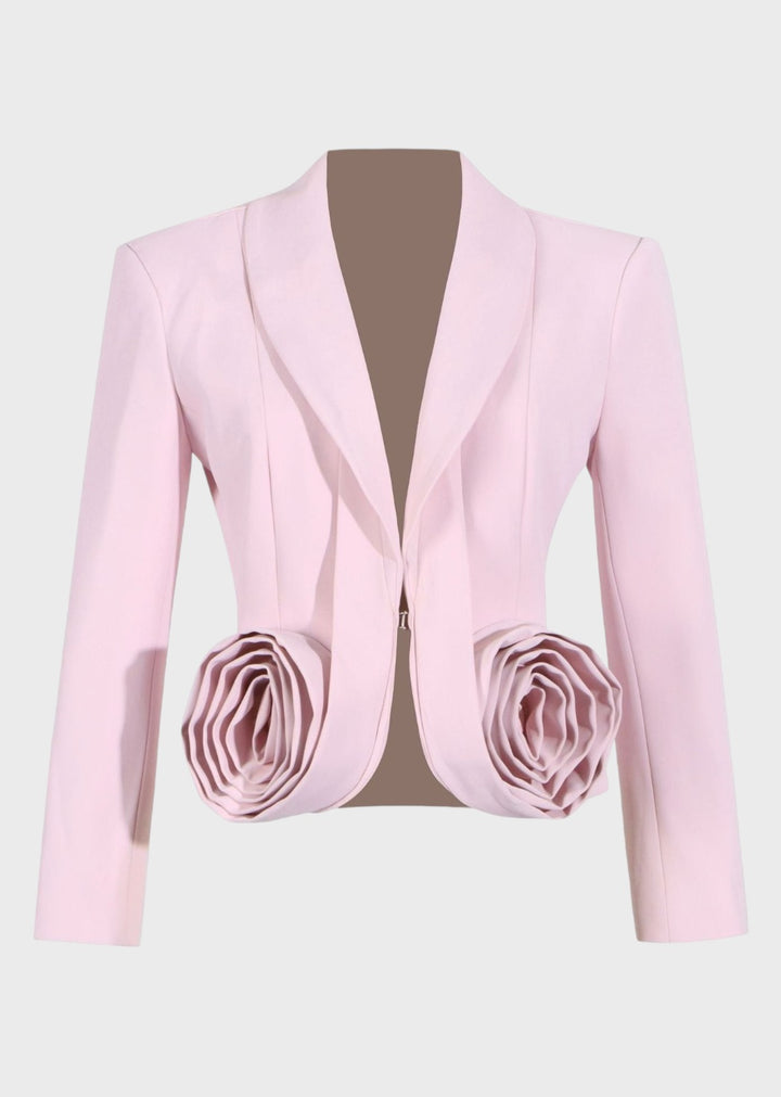 Kamara Shawl Collar 3D Flower Decor Short Blazer