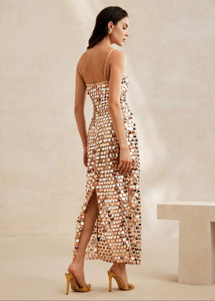 Sequin Embellishment Cami Strap Maxi Dress