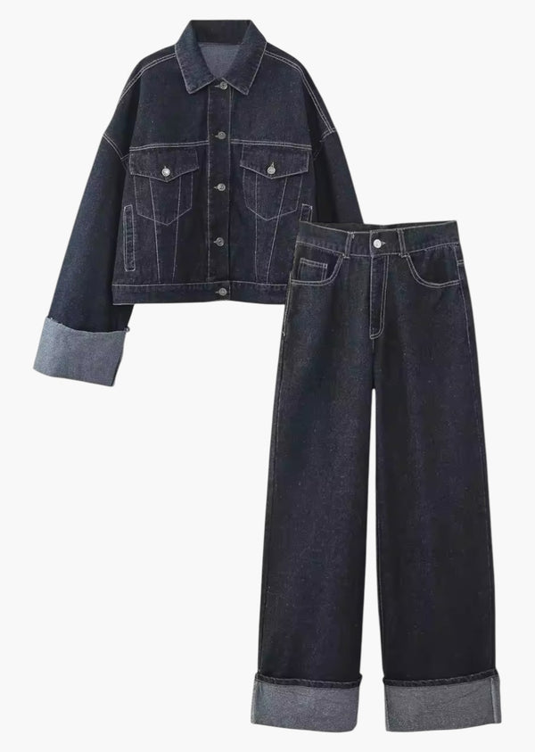 Jacket & Pants Turn-Up Denim Set