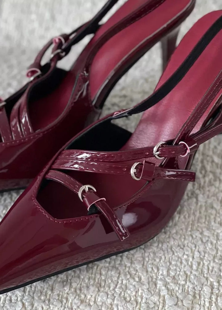 Patent Leather Pointed Toe High Heeled Pumps