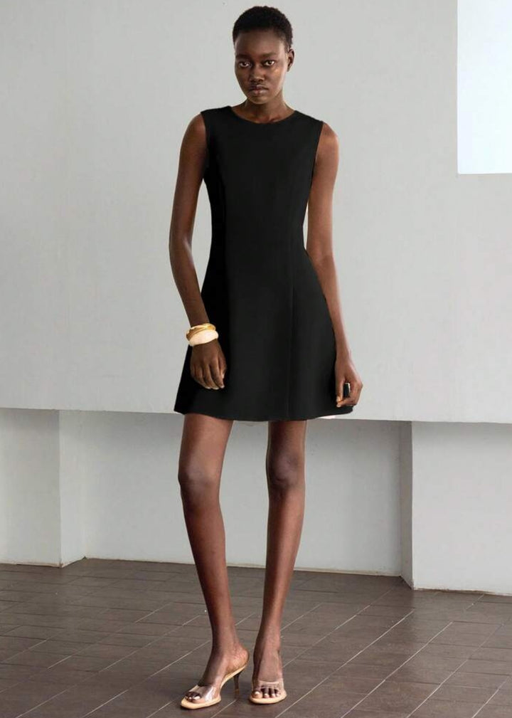 Sleeveless Round Neckline A-Line Mini Dress