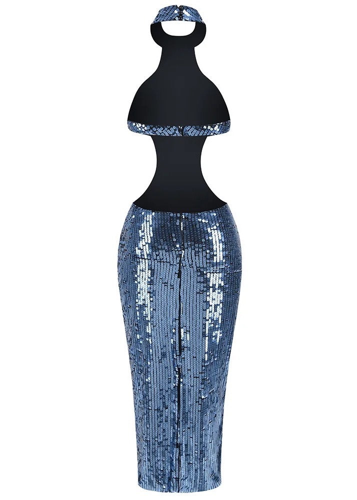 Edith Sequined Halter Dress