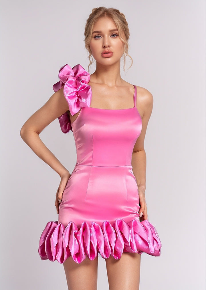 Felicia Satin Ruffled Dress