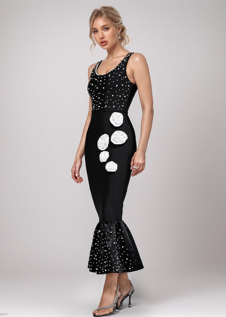 Graziana Pearl Beaded Trumpet Dress