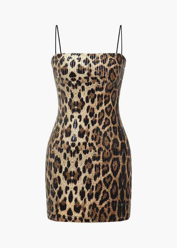 Eleonora Leopard Print Sequined Dress