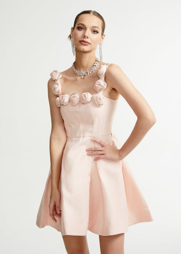 Floral Strap A Line Mini Dress