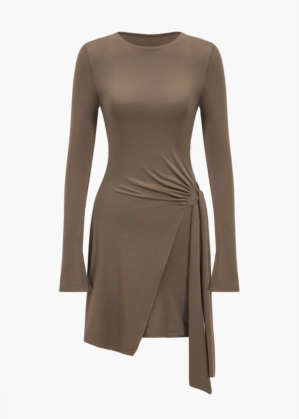 Bell Sleeve Ruched Mini Dress