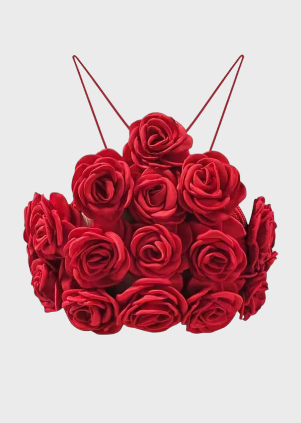 Vanya 3D Roses Decor Crop Top