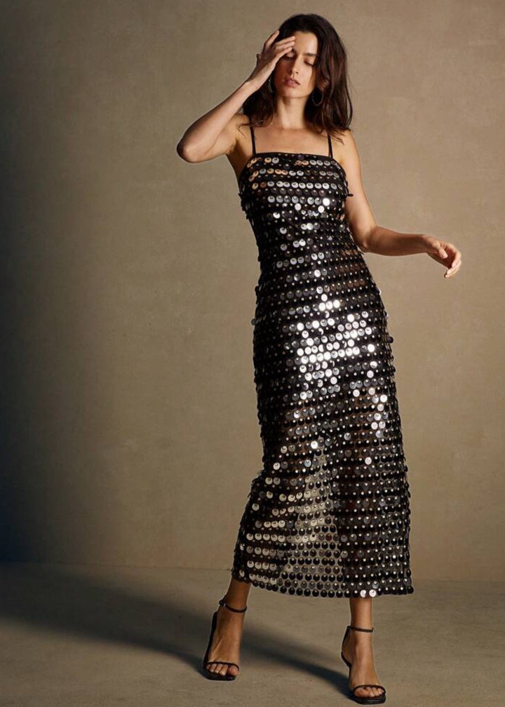 Sequin Embellishment Cami Strap Maxi Dress
