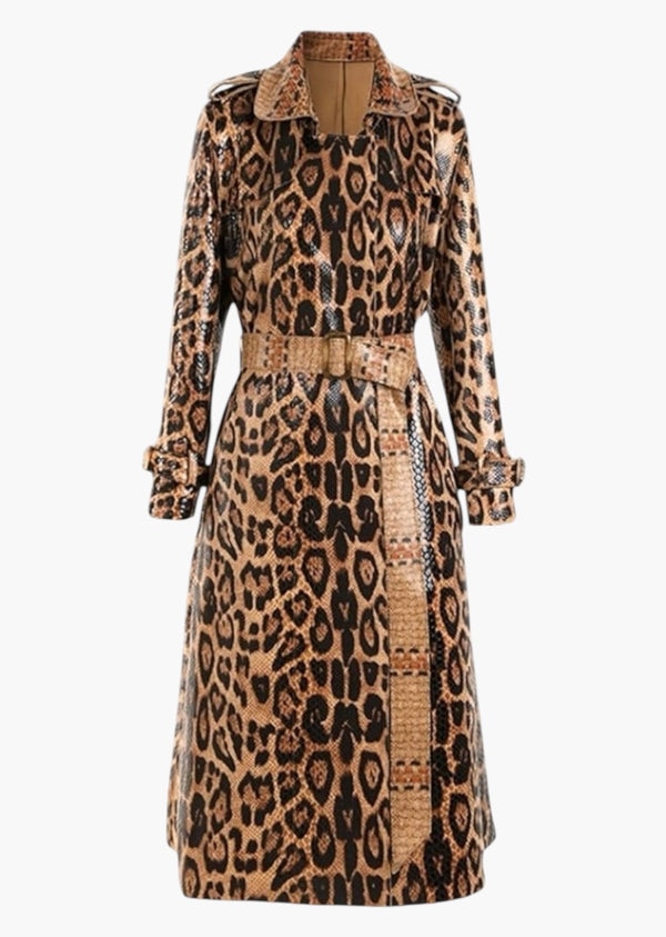 Josefa Snakeskin & Leopard Pattern Trench Coat