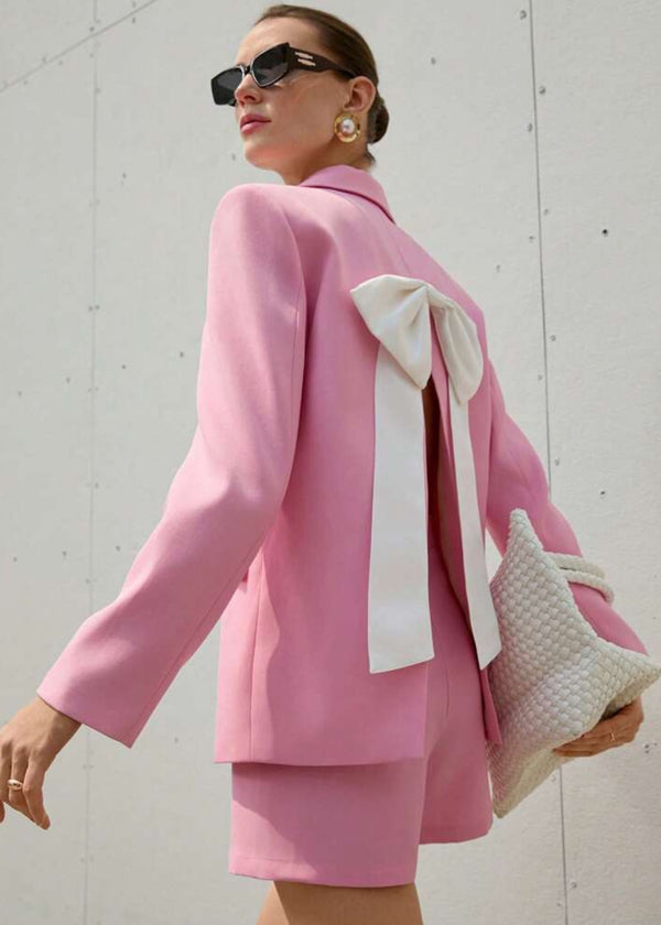 Oversized Blazer Bow Back Shorts Suit