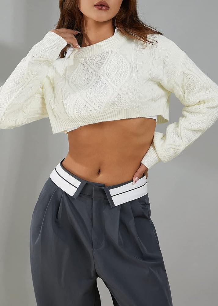 Cable Knit Cropped Sweater