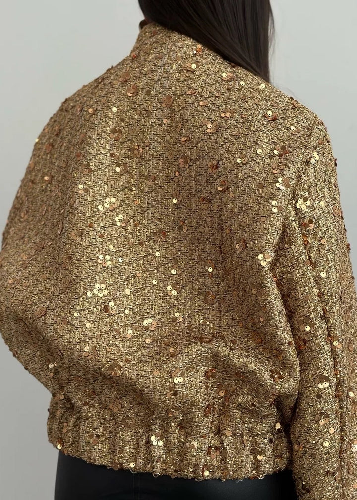 Sequined Loose Bomber Jacket