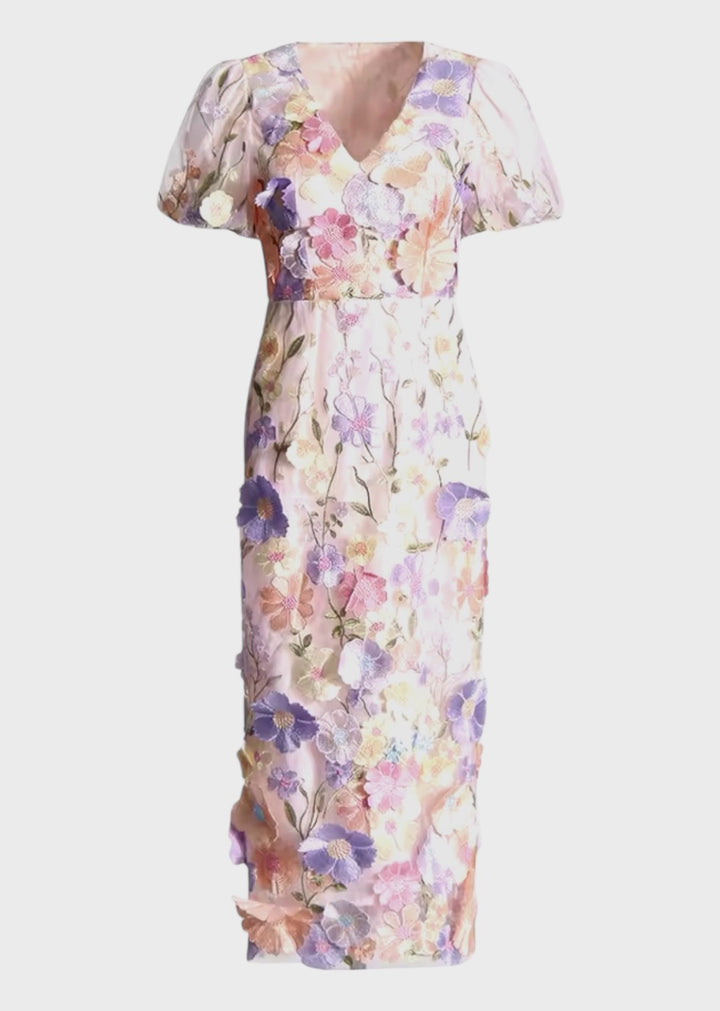 Zahra Floral Embroidered Midi Dress