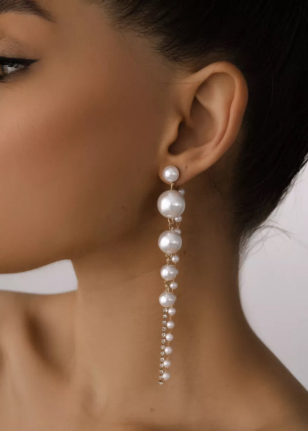 Pearl Tassel Drop Earrings