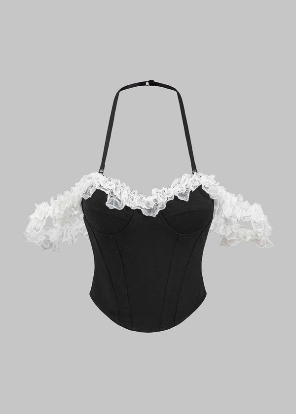 Contrast Lace Decor Bustier Corset Top