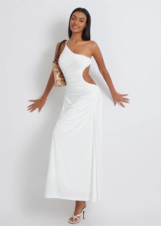One Shoulder Backless Hollow-Out Maxi Dress