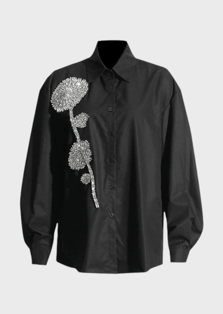 Bernadette Rhinestone Floral Detail Shirt