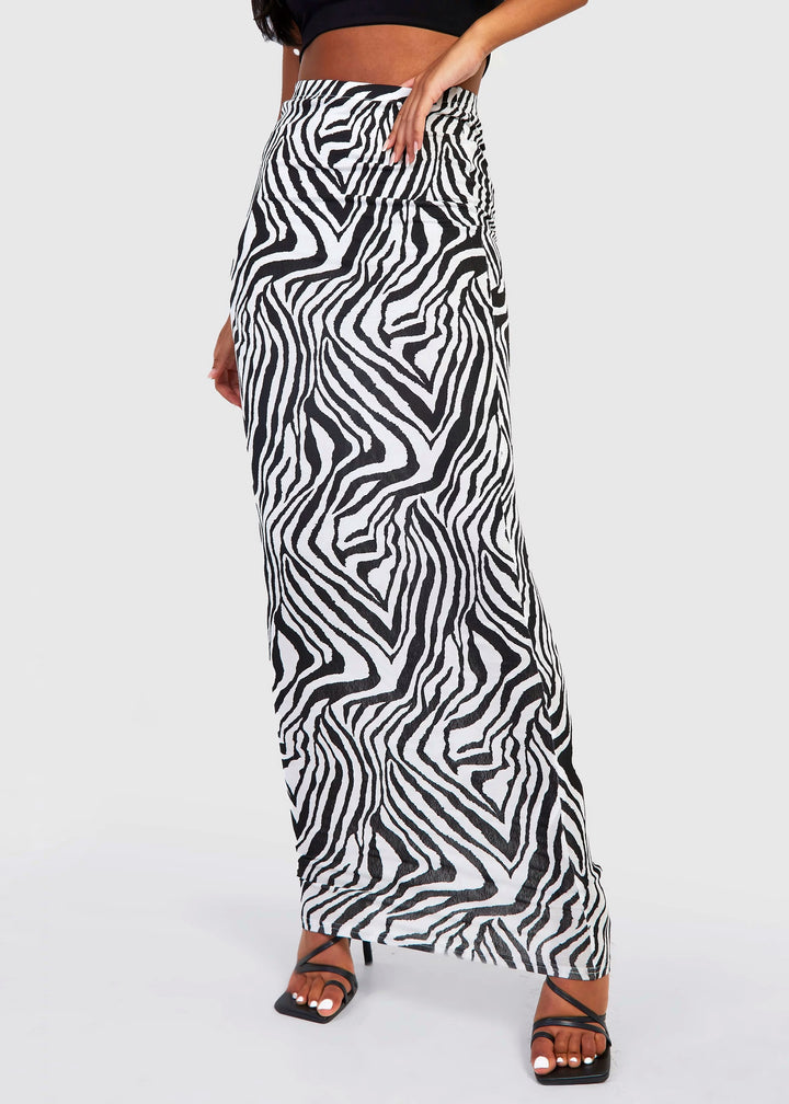 Tyler Zebra Print Maxi Skirt