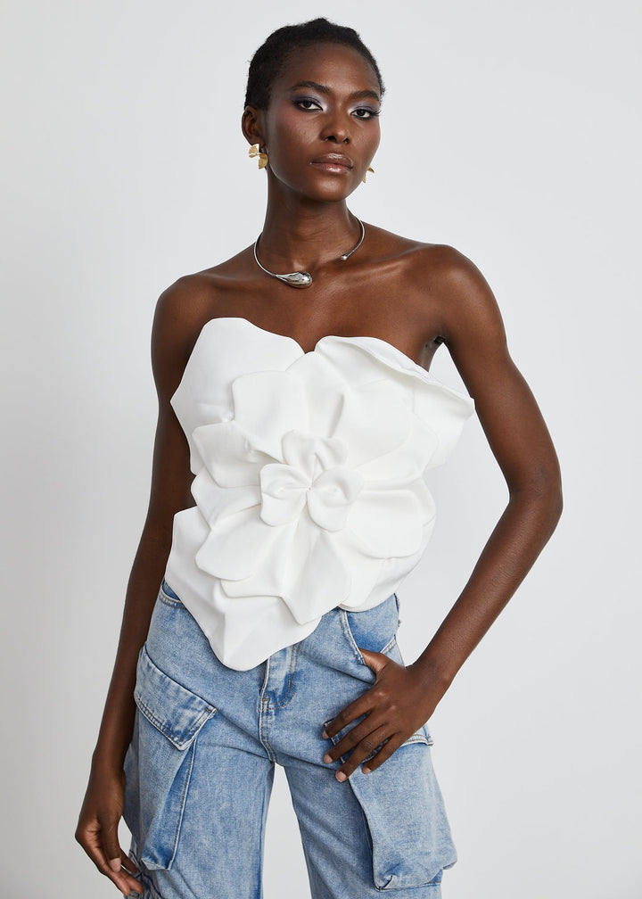 Strapless Sculptural Petal Corset Style Top