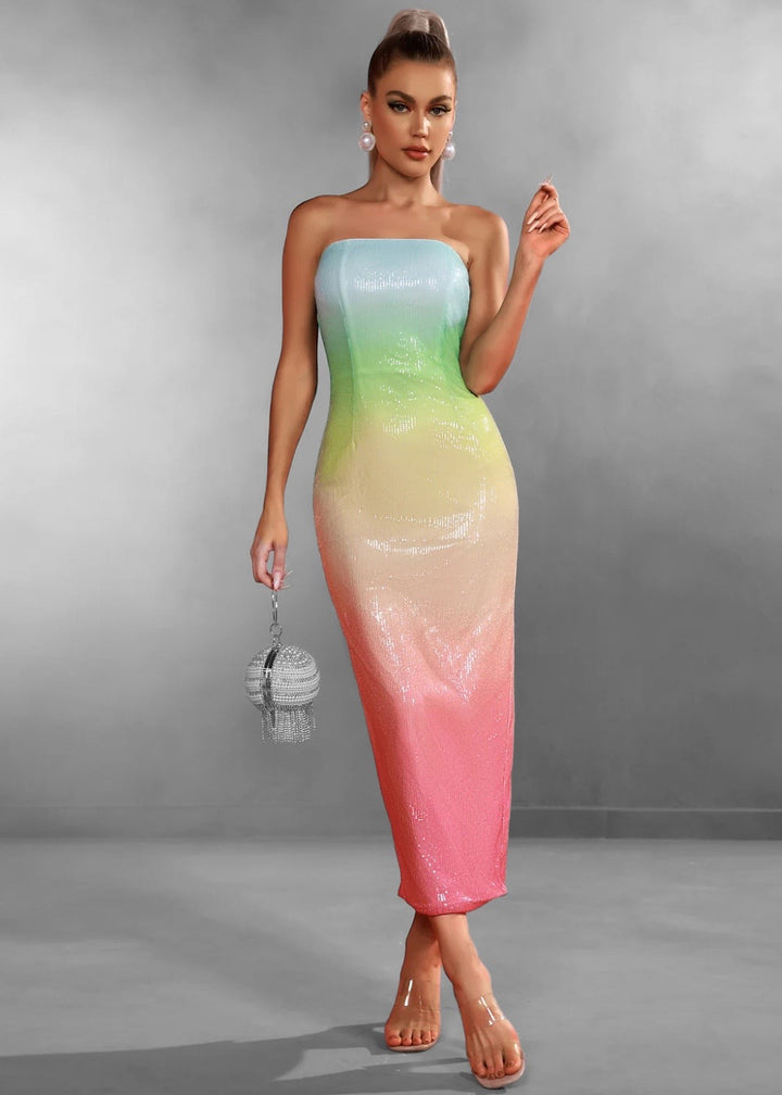 Gradient Sequined Tube Bodycon Dress