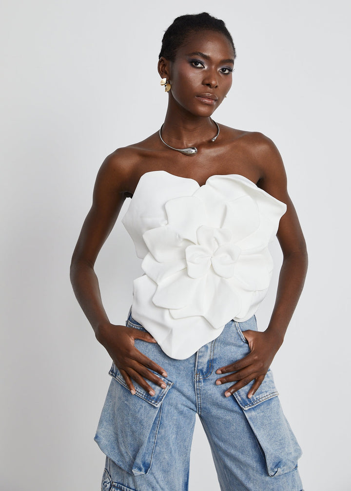 Strapless Sculptural Petal Corset Style Top