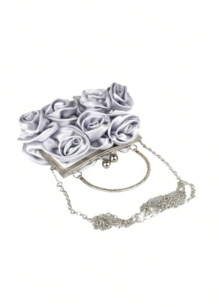 3D Flowers Clip Top Evening Bag