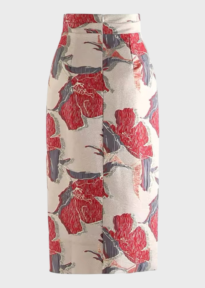 Adia Printed Midi Sheath Skirt