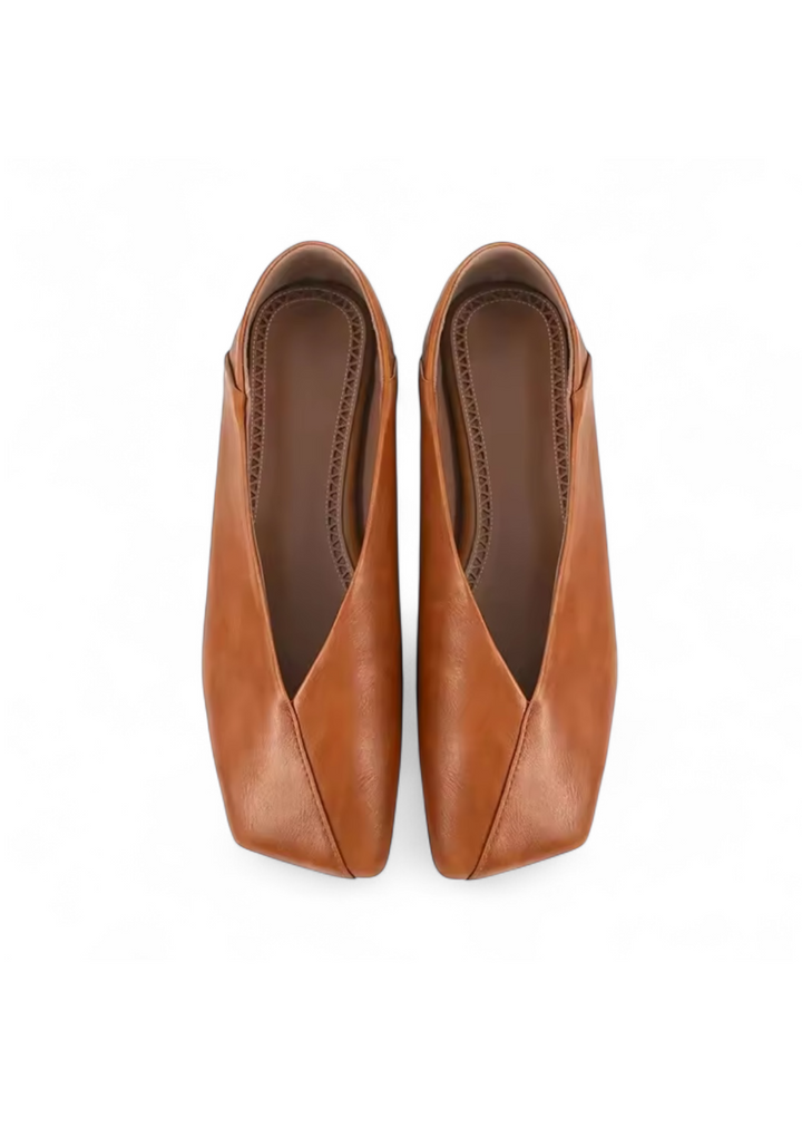Square Toe Ballet Flats with V-Cut