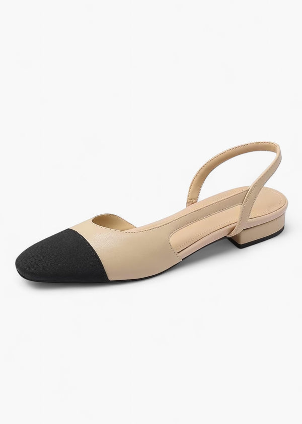 Contrast Round Toe Flat Slingbacks