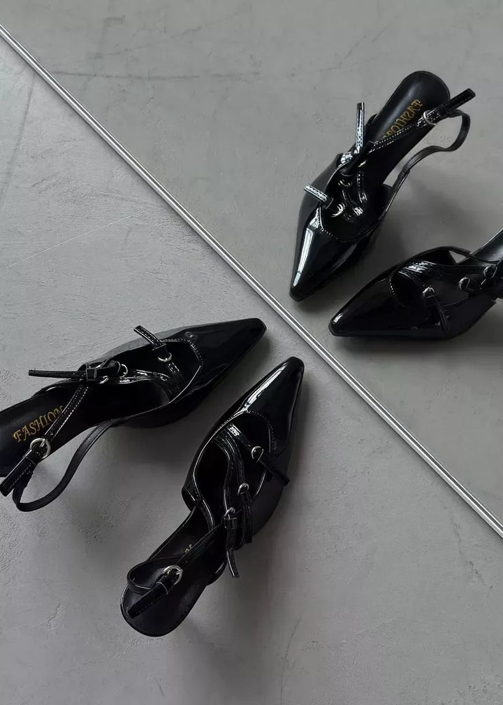 Patent Leather Pointed Toe High Heeled Pumps