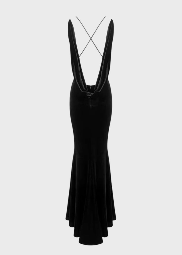 Janelle Backless Velvet Maxi Dress