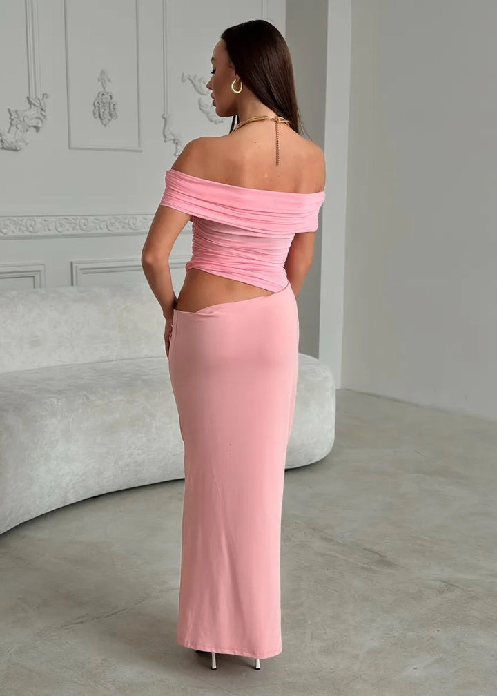 Off-Shoulder Cutout Bodycon Maxi Dress