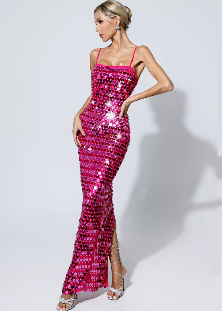 Strappy Sequined Tube Maxi Dress
