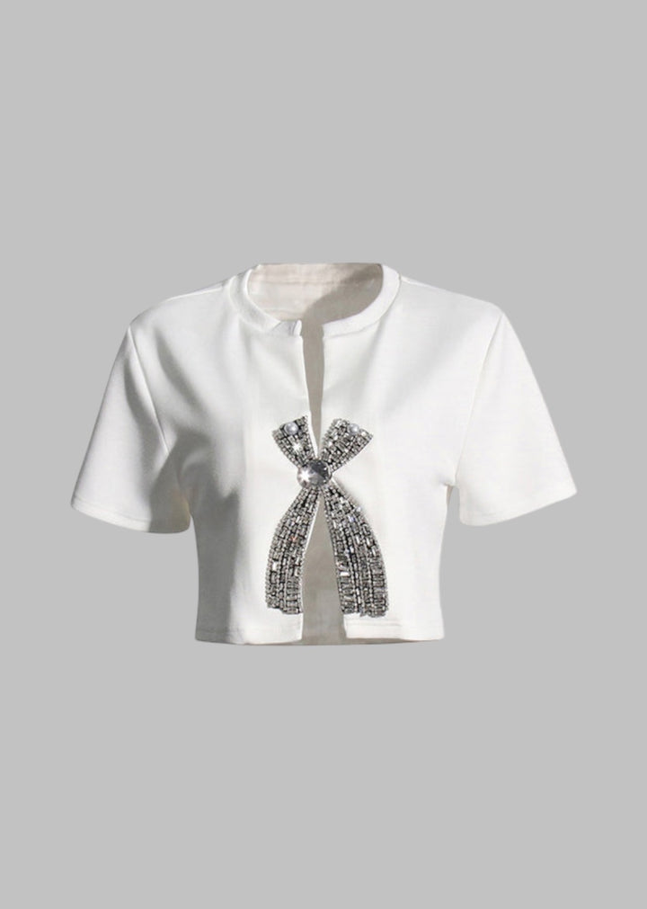 Odessa Rhinestone Decor Crop Top