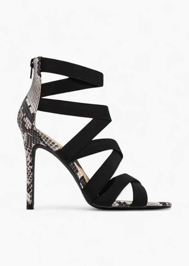 Snakeskin Pattern Peep Toe High-Heeled Sandals