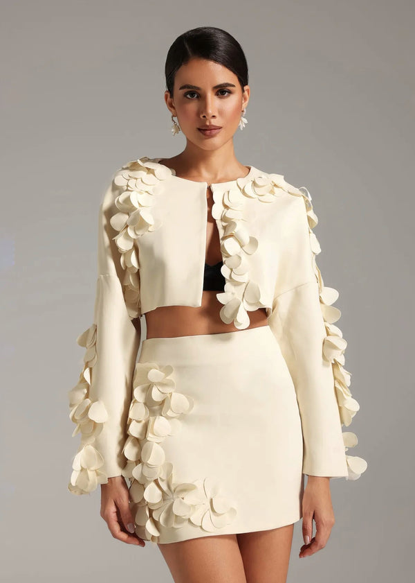 Sculptural Petal Crop Top and Mini Skirt