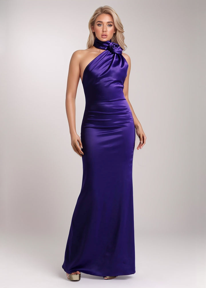 Valencia Halter Satin Maxi Dress