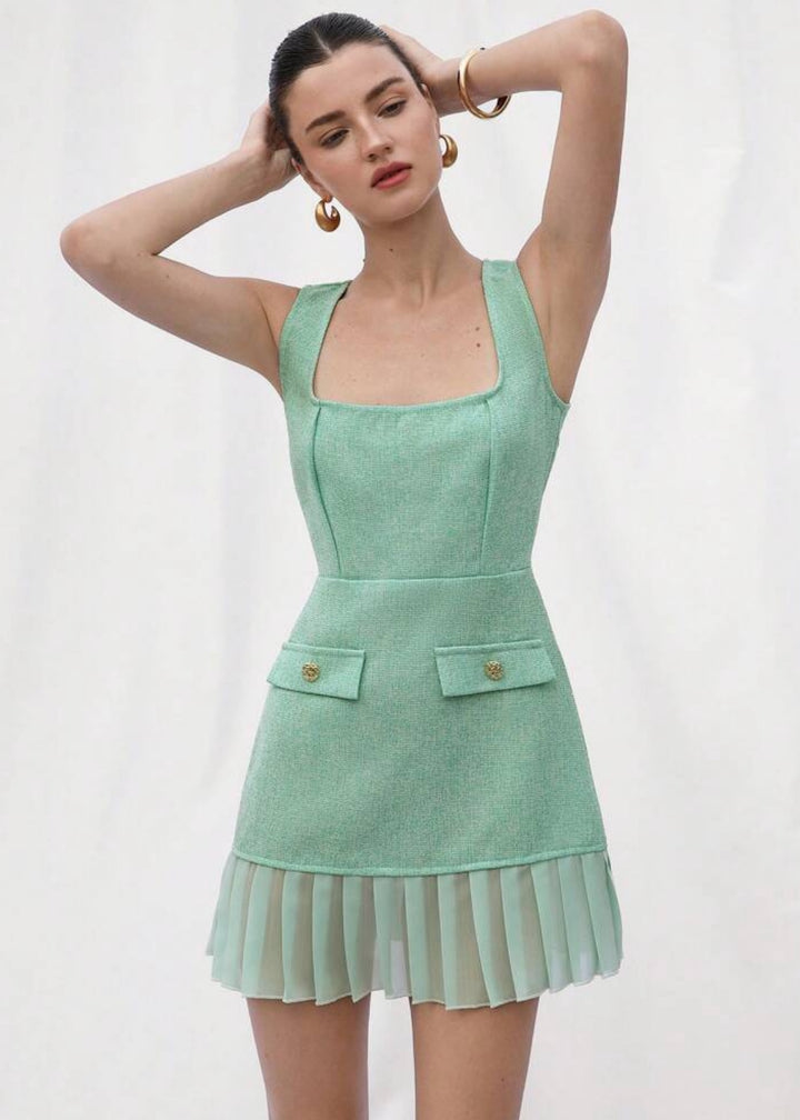 Square Neck Bustier A-Line Dress with Pockets