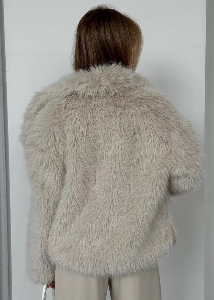 Eco-Fur Lapel Collar Short Jacket