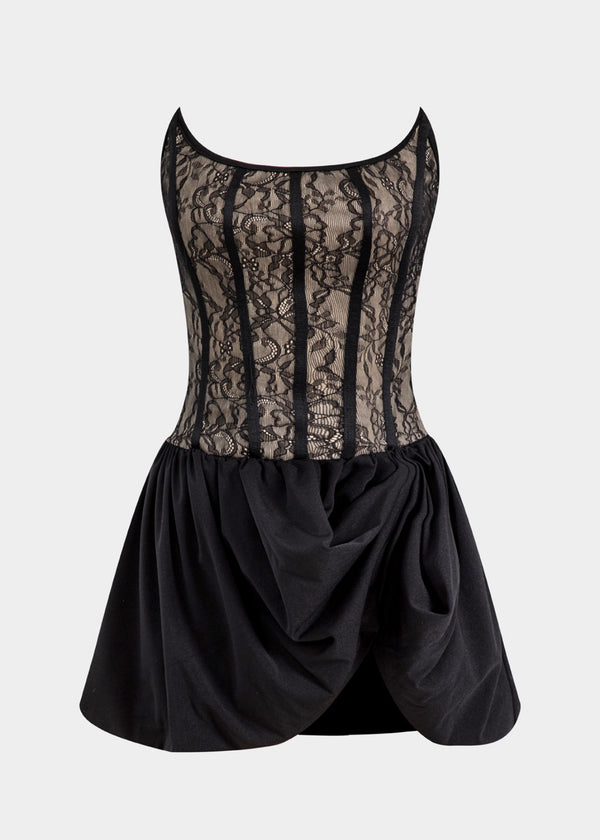 Lace Corset Strapless Mini Dress