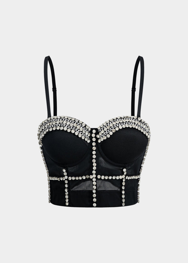 Rhinestone Decor Bustier Top