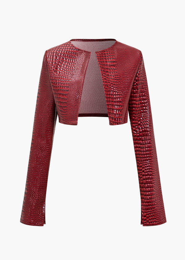 Anna Snakeskin Pattern Cropped Jacket