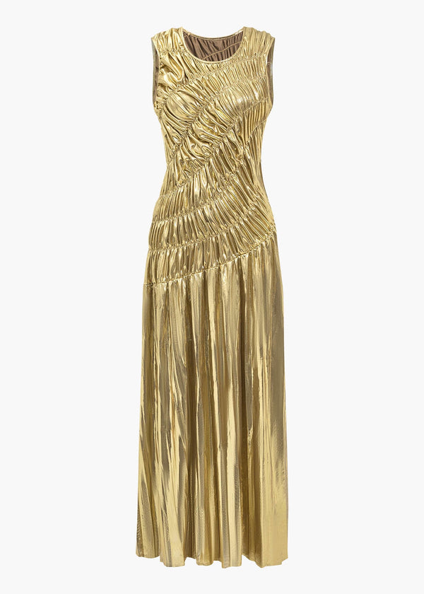 Bruna Metallic Ruched Maxi Dress